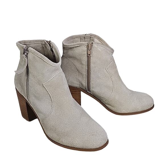Asos Taupe Leather Suede Ankle Boots Womens Size 7 - Picture 1 of 13
